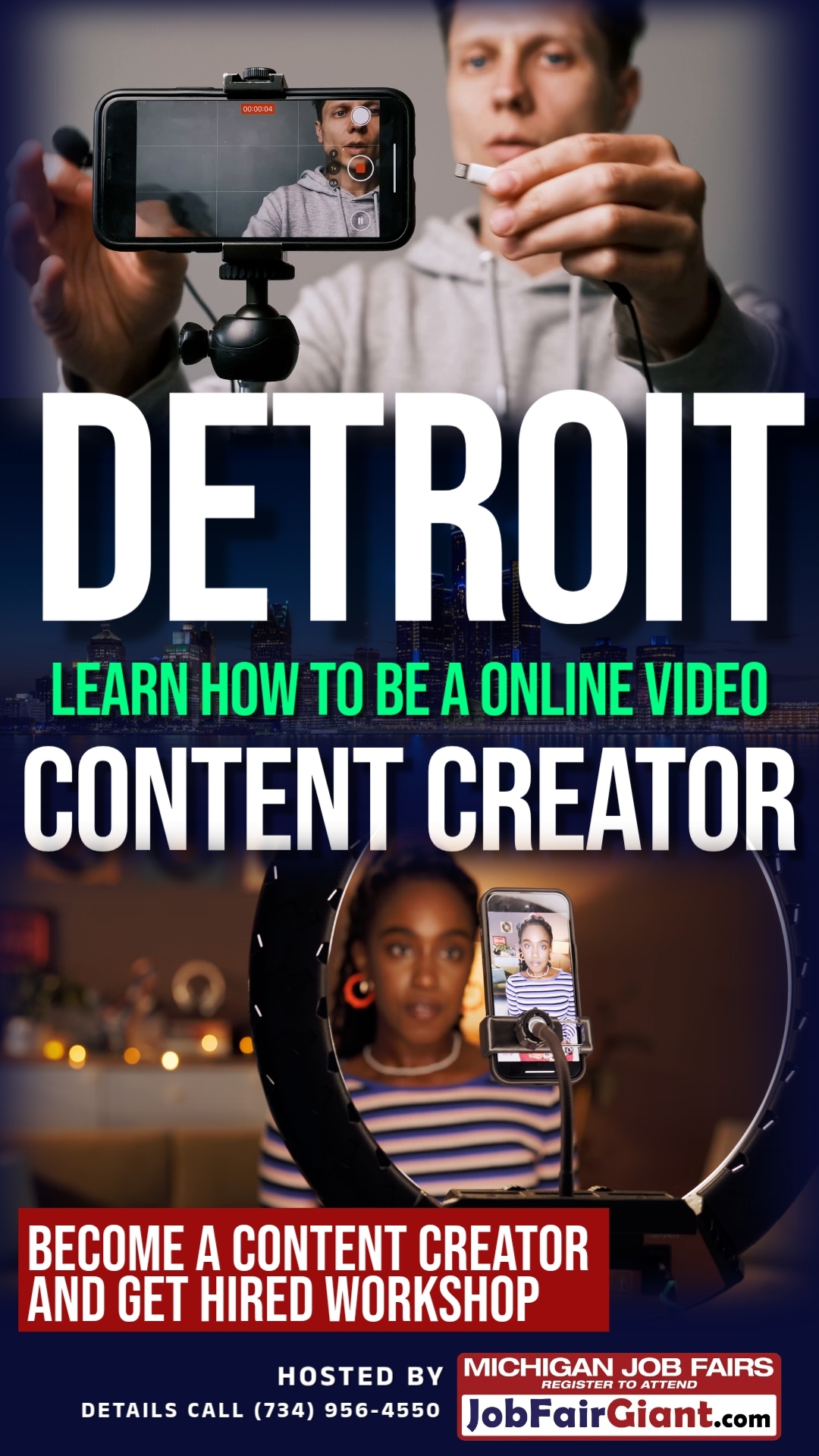 Original Detroit video content creator workshop promotional poster